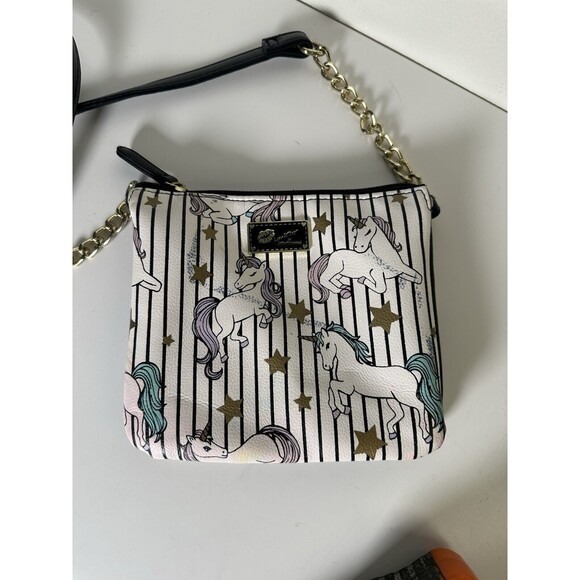 Luv Betsey Johnson Unicorn Crossbody Purse – Striped & Star Print Pastel Handbag - Picture 4 of 10